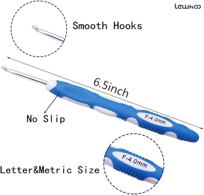 Ergonomic Crochet Hooks with Roll Felt Bag, Crochet Hooks Set for Arthritic Hands, Size from B to J