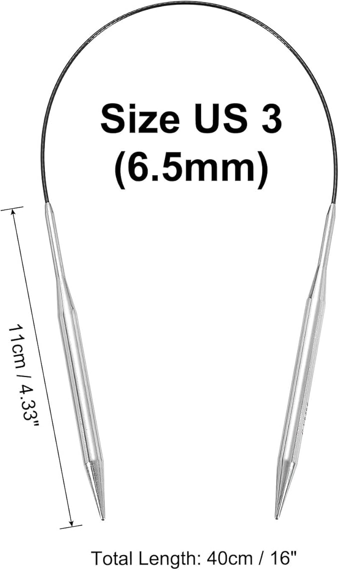 uxcell Size US 10.25 (6.5mm) Knitting Needles Circular Needle 16 Inch(40cm) Round Metal Stainless Steel Needle for Handmade Projects DIY Knitting Black