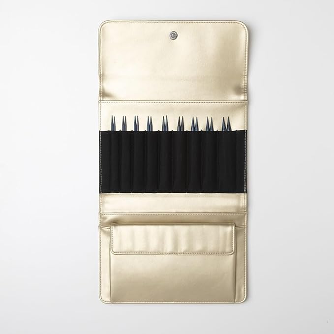 Knit Picks Options Wood Interchangeable Knitting Needle Set with Case and Stitch Markers (Blue and Gold)