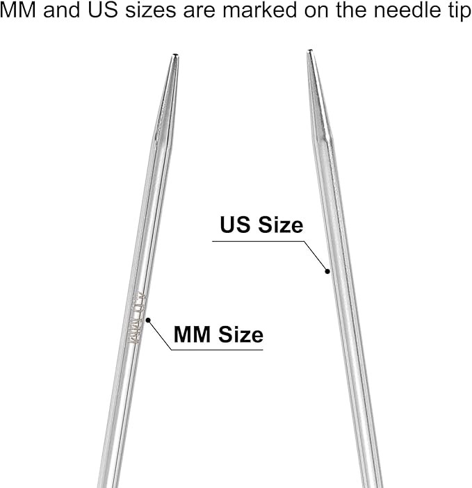 uxcell Size US 6 (4mm) Knitting Needles Circular Needle 26 Inch(65cm) Round Metal Stainless Steel Needle for Handmade Projects DIY Knitting Black