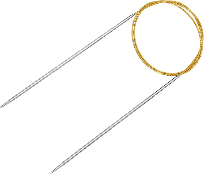 uxcell Size US 2 (2.75mm) Knitting Needles Circular Needle 31 Inch(80cm) Round Metal Stainless Steel Needle for Handmade Projects DIY Knitting Yellow