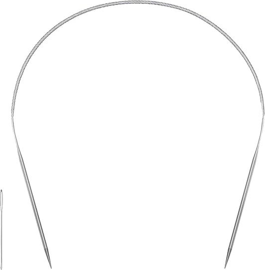 Size 2.5 Stainless Steel Circular Knitting Needles 16 Inch 3.0 mm Set Round Metal (Silver, 16 inch-2.5-(3.0mm))