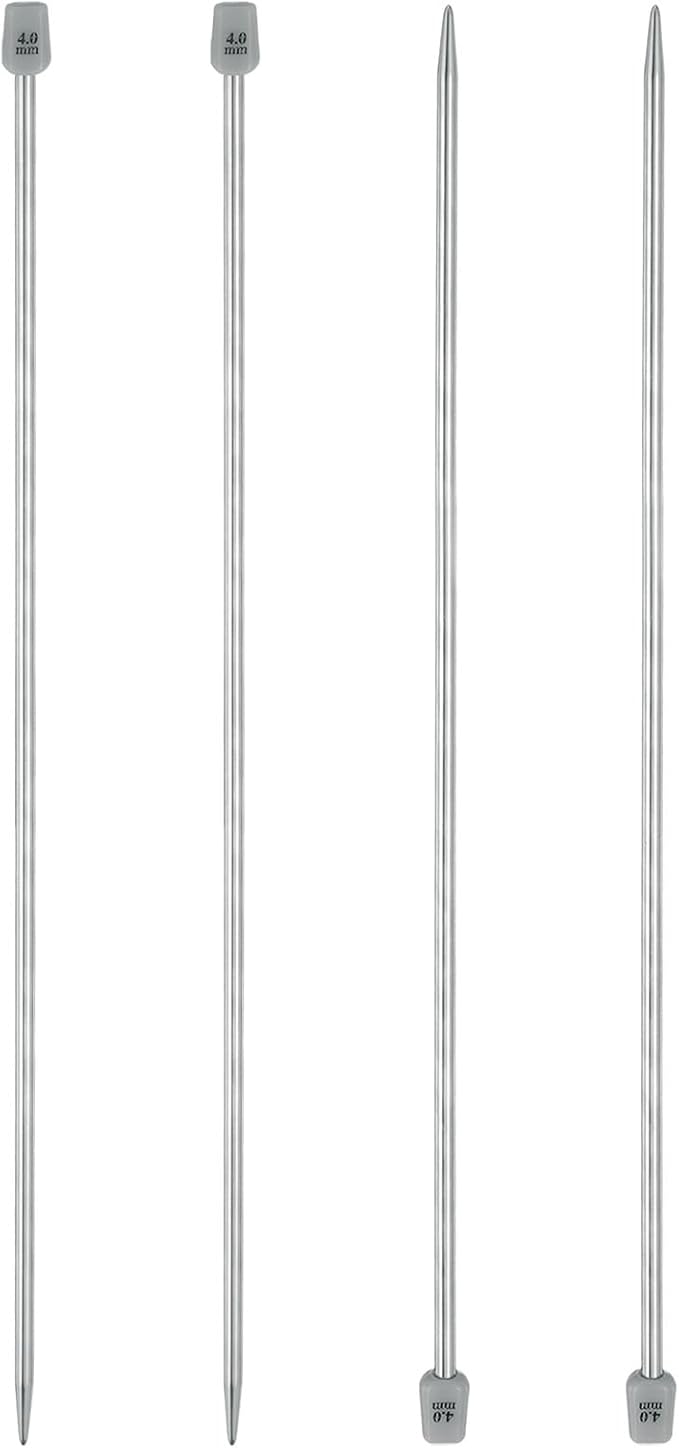 uxcell 4Pcs 4mm(G) Single Pointed Knitting Needles Stainless Steel 13.8 Inches Length Metal Weaving Tool for Handmade Projects DIY Knitting