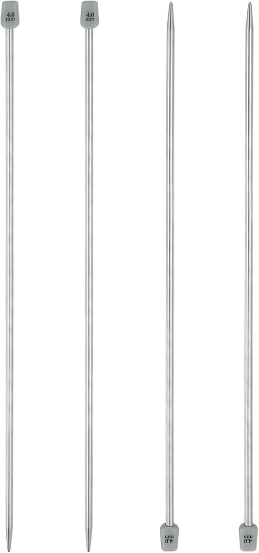 uxcell 4Pcs 4mm(G) Single Pointed Knitting Needles Stainless Steel 13.8 Inches Length Metal Weaving Tool for Handmade Projects DIY Knitting