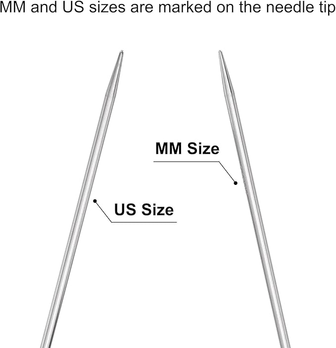 uxcell Size US 3 (3.25mm) Knitting Needles Circular Needle 47 Inch(120cm) Round Metal Stainless Steel Needle for Handmade Projects DIY Knitting Black