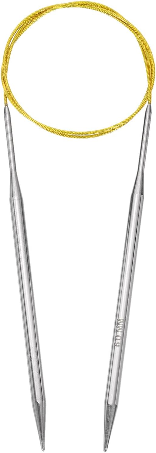 uxcell Size US 10 (6mm) Knitting Needles Circular Needle 31 Inch(80cm) Round Metal Stainless Steel Needle for Handmade Projects DIY Knitting Yellow