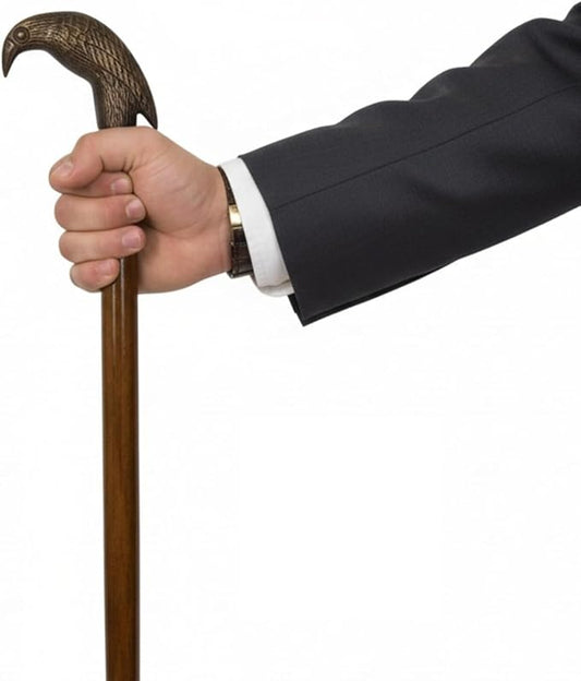 All Black Snake Handle Spiral Wooden Walking Cane