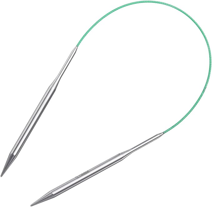 uxcell Size US 9 (5.5mm) Knitting Needles Circular Needle 16 Inch(40cm) Round Metal Stainless Steel Needle for Handmade Projects DIY Knitting