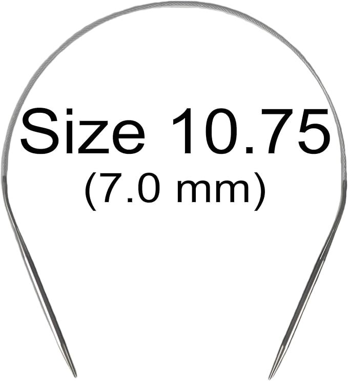 Size 10.75 Stainless Steel Circular Knitting Needles 16 Inch 7 mm Set Round Metal (Silver, 16 inch-10.75-(7mm))