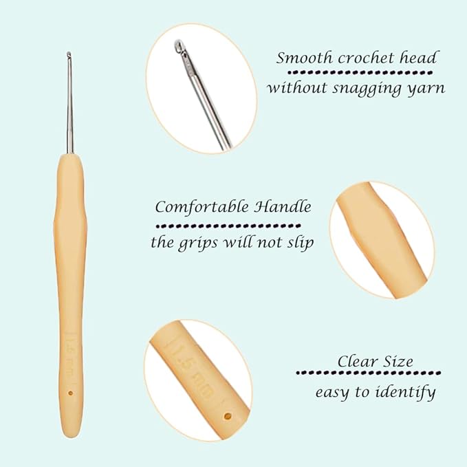 Yarniss 10 Size Small Crochet Hooks, Ergonomic Crochet Hooks for Thread 0.5mm~2.75mm