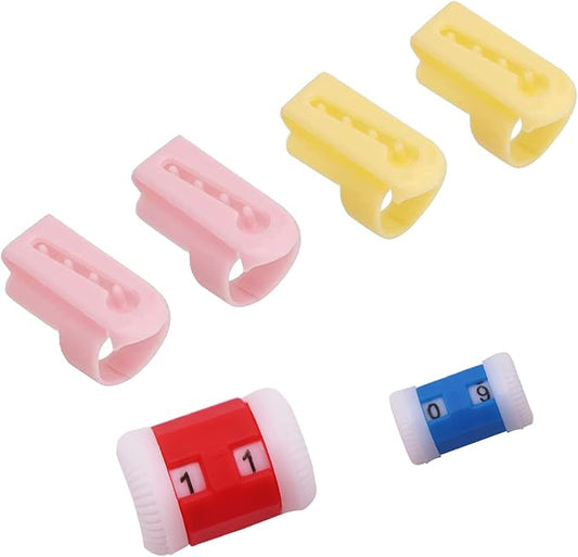 Finger Yarn Guide,Finger Guides Crochet,Knitting Supplies,Soft Yarn Guide Finger Holder Universal Knit Count Color Starter Kit,Plastic Weaving Cream Thread Guide Accessories Tools(6pcs,Pink,Yellow)