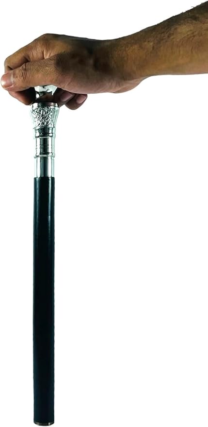 All Black Snake Handle Spiral Wooden Walking Cane