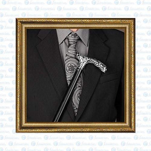 Royal RC Canes Premium Chrome Brass Scroll Fritz Cane with Black Beechwood Shaft, Walking Cane for Men and Women