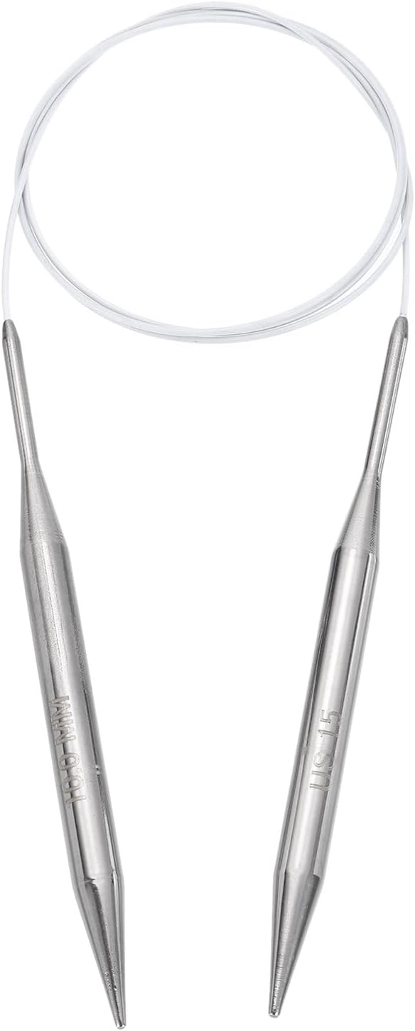 uxcell Size US 15 (10mm) Knitting Needles Circular Needle 47 Inch(120cm) Round Metal Stainless Steel Needle for Handmade Projects DIY Knitting White