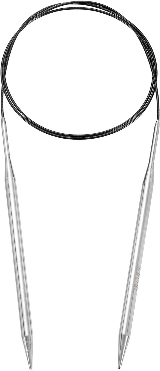 uxcell Size US 10.25 (6.5mm) Knitting Needles Circular Needle 40 Inch(100cm) Round Metal Stainless Steel Needle for Handmade Projects DIY Knitting Black