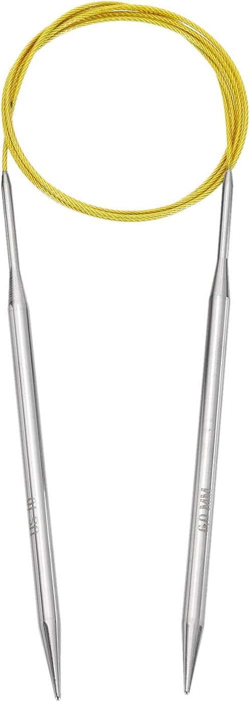 uxcell Size US 10 (6mm) Knitting Needles Circular Needle 47 Inch(120cm) Round Metal Stainless Steel Needle for Handmade Projects DIY Knitting Yellow
