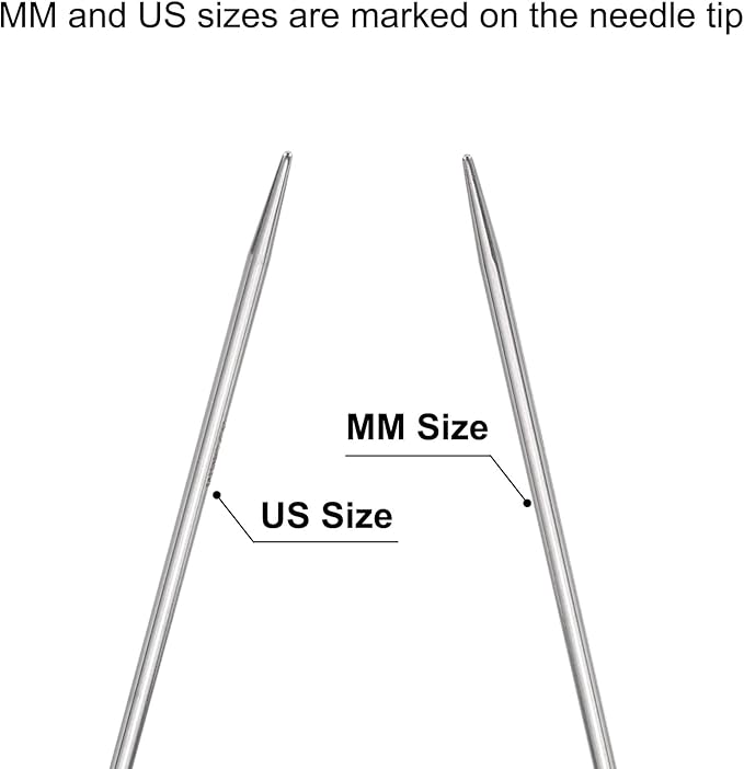 uxcell Size US 3 (3.25mm) Knitting Needles Circular Needle 31 Inch(80cm) Round Metal Stainless Steel Needle for Handmade Projects DIY Knitting Black