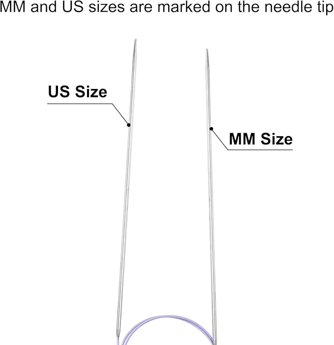 uxcell 0 Gauge Knitting Circular Needle 26 Inch(65cm) Metal Round Stainless Steel Needle with Large Eye Sewing & Stitch Markers for Handmade Projects DIY Knit Blankets