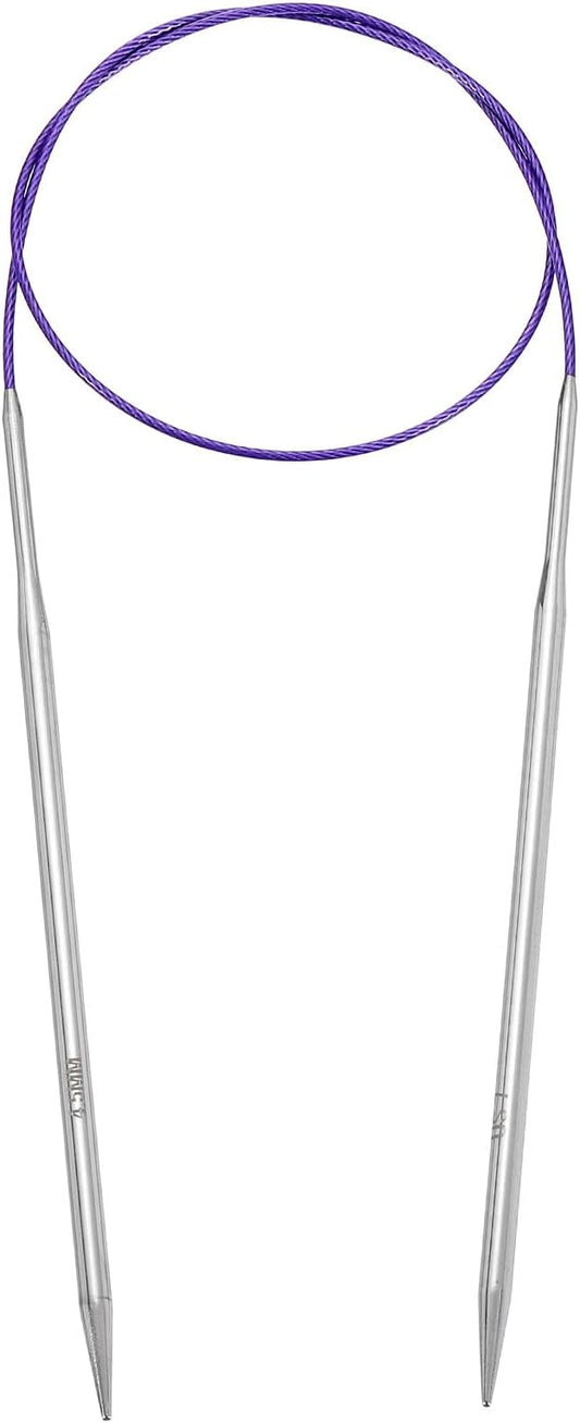 uxcell Size US 7 (4.5mm) Knitting Needles Circular Needle 26 Inch(65cm) Round Metal Stainless Steel Needle for Handmade Projects DIY Knitting Purple