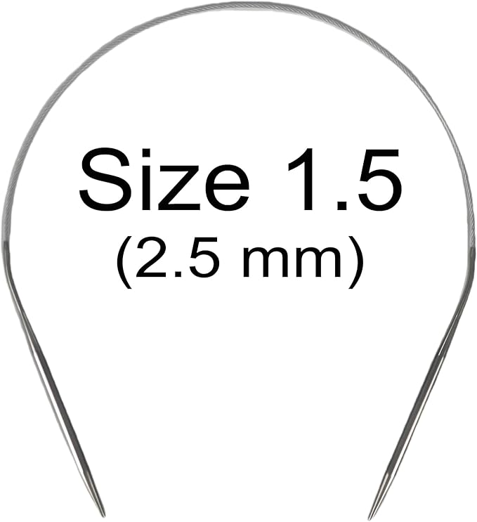 Size 1.5 Stainless Steel Circular Knitting Needles 16 Inch 2.5 mm Set Round Metal (Silver, 16 inch-1.5-(2.5mm)