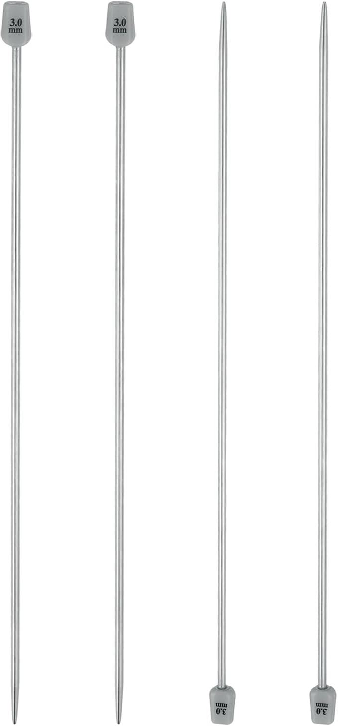 uxcell 4Pcs 3mm(D) Single Pointed Knitting Needles Stainless Steel 9.84 Inches Length Metal Weaving Tool for Handmade Projects DIY Knitting