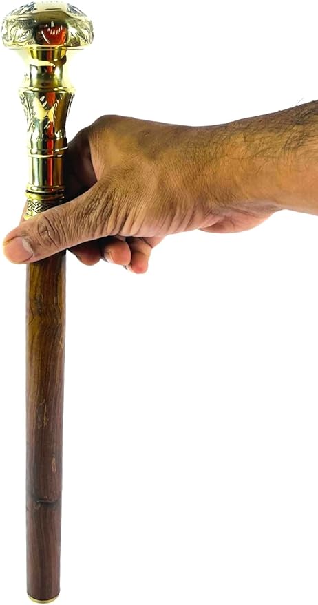 All Black Snake Handle Spiral Wooden Walking Cane