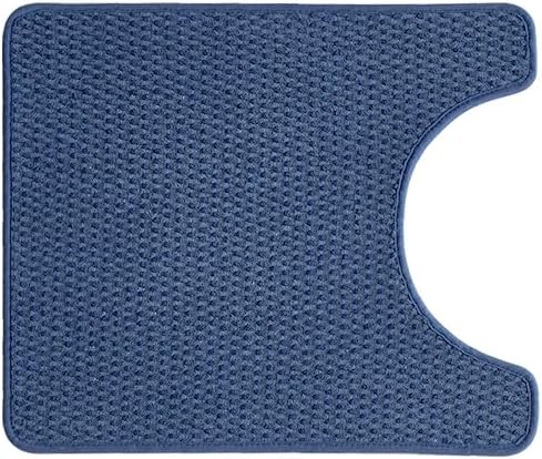 Toilet Rug, Thin Toilet Rugs U Shaped Washable Non Slip Absorbent Quick Dry Low Pile Toilet Mat, Navy Blue 20"x24" U Shape