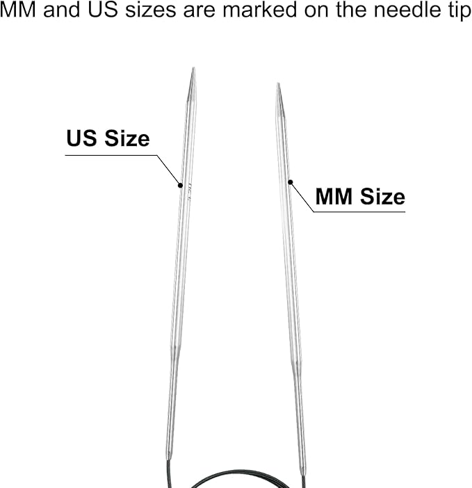 uxcell 6 Gauge Knitting Circular Needle 26 Inch(65cm) Metal Round Stainless Steel Needle with Large Eye Sewing & Stitch Markers for Handmade Projects DIY Knit Blankets