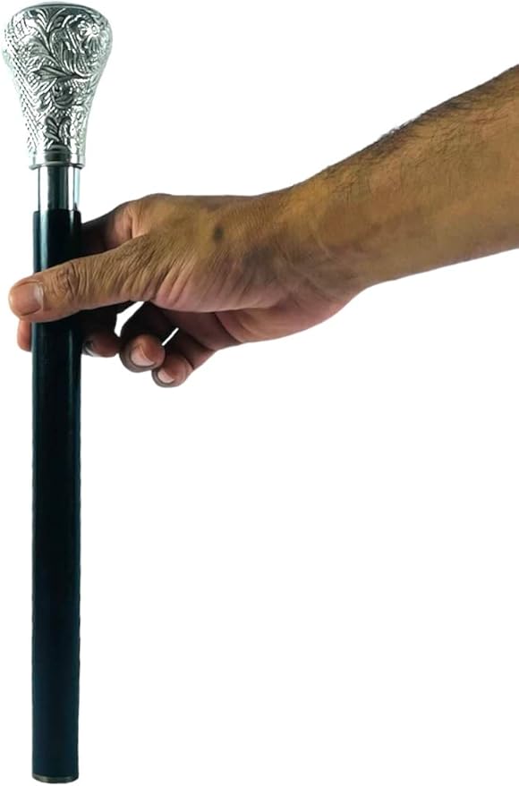 All Black Snake Handle Spiral Wooden Walking Cane