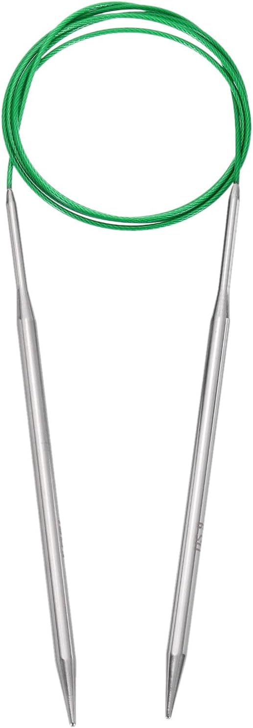 uxcell Size US 9 (5.5mm) Knitting Needles Circular Needle 47 Inch(120cm) Round Metal Stainless Steel Needle for Handmade Projects DIY Knitting Green