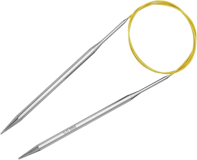 uxcell Size US 10 (6mm) Knitting Needles Circular Needle 31 Inch(80cm) Round Metal Stainless Steel Needle for Handmade Projects DIY Knitting Yellow