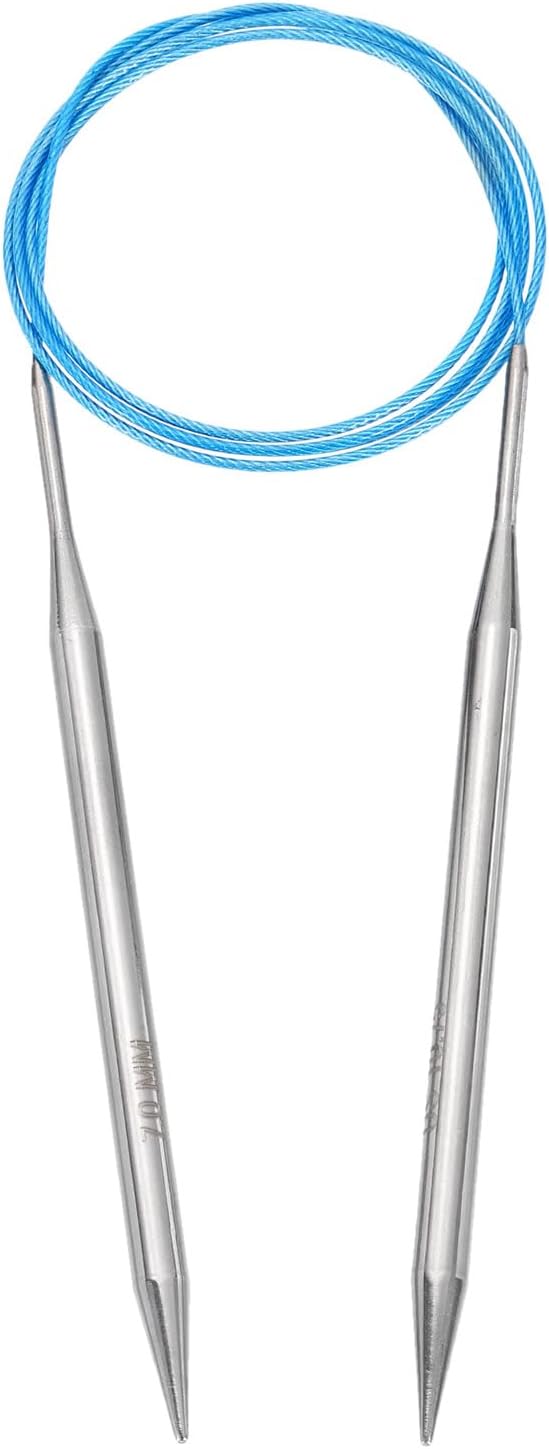 uxcell Size US 10.75 (7mm) Knitting Needles Circular Needle 47 Inch(120cm) Round Metal Stainless Steel Needle for Handmade Projects DIY Knitting Blue