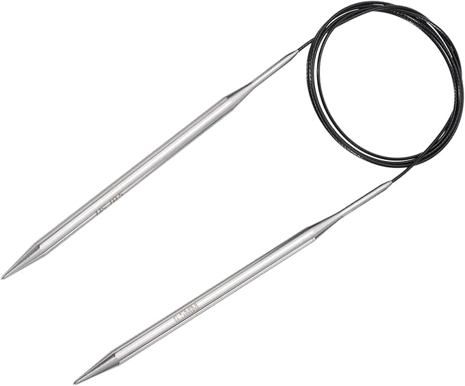uxcell Size US 10.5 (6.5mm) Knitting Needles Circular Needle 47 Inch(120cm) Round Metal Stainless Steel Needle for Handmade Projects DIY Knitting Black