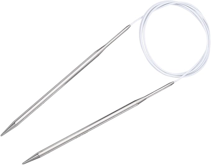 uxcell Size US 8 (5mm) Knitting Needles Circular Needle 47 Inch(120cm) Round Metal Stainless Steel Needle for Handmade Projects DIY Knitting White