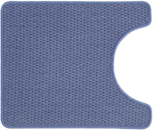 Toilet Rug, Thin Toilet Rugs U Shaped Washable Non Slip Absorbent Quick Dry Low Pile Toilet Mat, Denim Blue 20"x24" U Shape