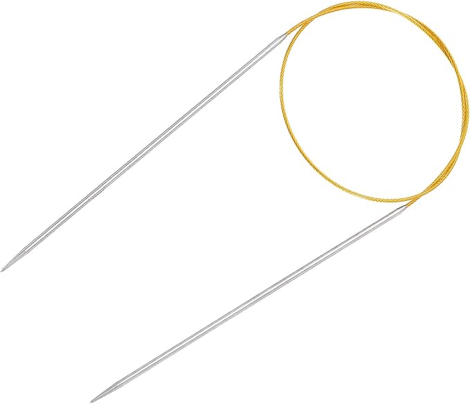 uxcell Size US 1.5 (2.5mm) Knitting Needles Circular Needle 26 Inch(65cm) Round Metal Stainless Steel Needle for Handmade Projects DIY Knitting Gold