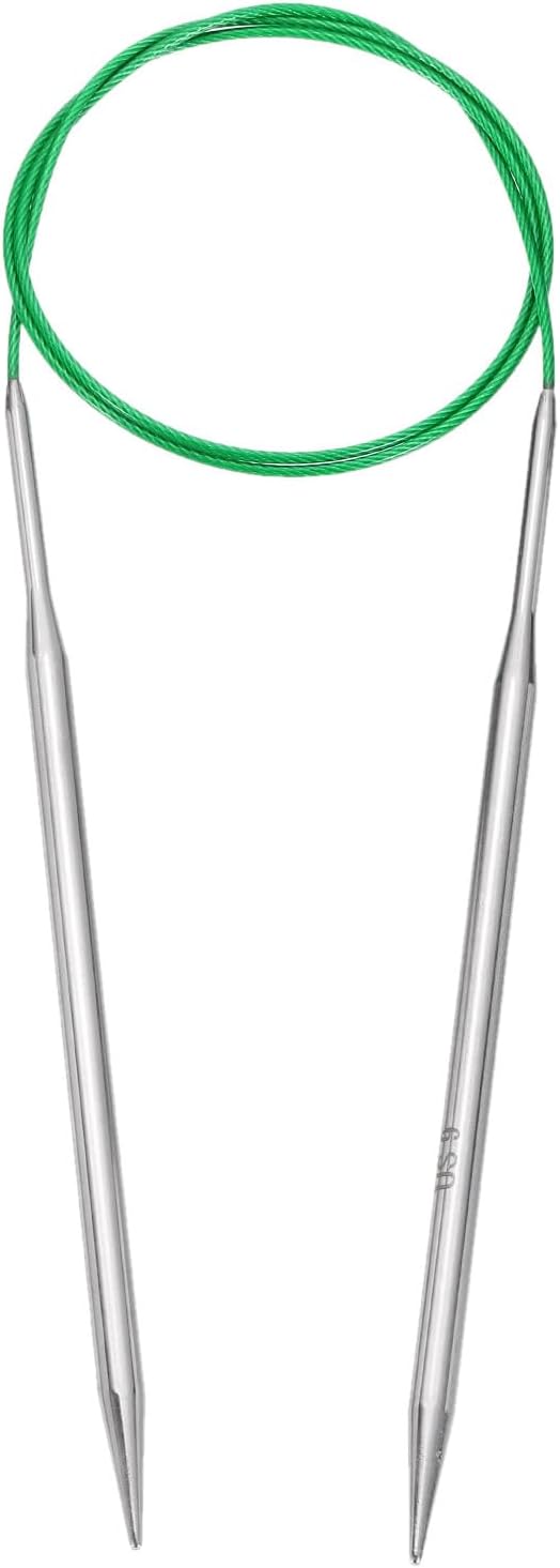 uxcell Size US 9 (5.5mm) Knitting Needles Circular Needle 31 Inch(80cm) Round Metal Stainless Steel Needle for Handmade Projects DIY Knitting Green