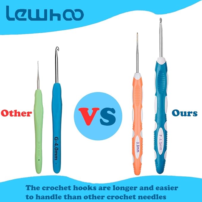 Ergonomic Crochet Hooks Set with Case, 12PCS Crochet Hooks for Arthritic Hands, Size from 0.8mm~6.0mm