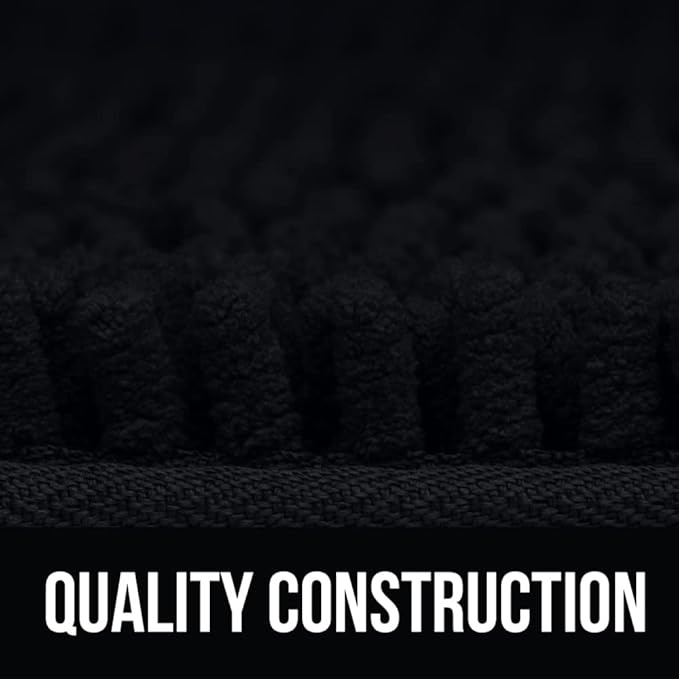 KANGAROO Bathroom Rugs, Chenille Soft Absorbent Bath Rug, Shaggy Shower Mat, Quick Dry Machine Wash Bathmat, Plush Carpet Mats for Tub, Bathtub and Room Home Decor Accessories, 42x24, Black