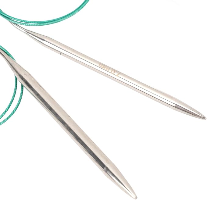 TOPINCN 11 Pcs Stainless Steel Circular Knitting Needles Set 2-8mm 80cm Semi Pointed Design Flexible Tubular Construction for Knitting Scarves Hats Sweaters