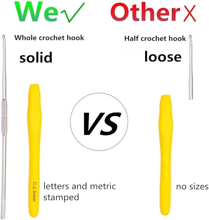 Yarniss Ergonomic Crochet Hooks Set, 9 Sizes Crochet Hooks with Case 2.0mm~6.0mm