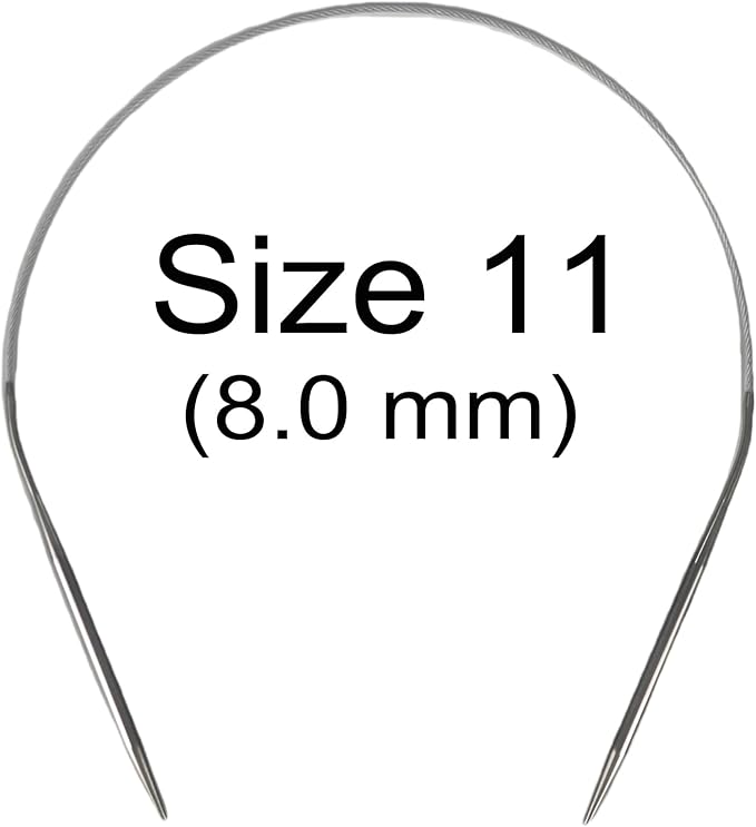 Aolfior Stainless Steel Circular Knitting Needles Size 11 16 Inch 8.0 mm Set Round Metal (Silver, 16 inch-11-(8.0mm)) Suitable for Beginners and Experienced Knitters Alike.