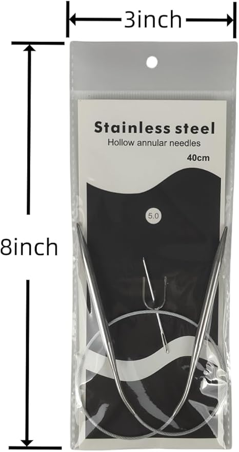 Aolfior Stainless Steel Circular Knitting Needles Size 7 16 Inch 4.5 mm Set Round Metal (Silver, 16 inch-7-(4.5mm)) Suitable for Beginners and Experienced Knitters Alike.