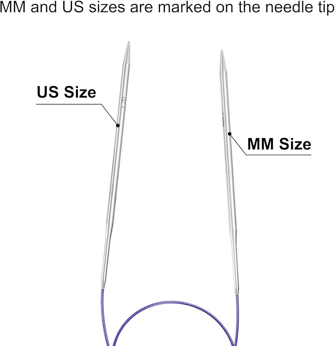 uxcell 7 Gauge Knitting Circular Needle 26 Inch(65cm) Metal Round Stainless Steel Needle with Large Eye Sewing & Stitch Markers for Handmade Projects DIY Knit Blankets