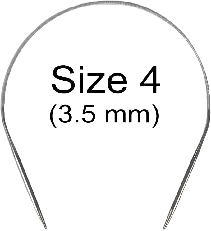 Size 4 Stainless Steel Circular Knitting Needles 16 Inch 3.5 mm Set Round Metal (Silver, 16 inch-4-(3.5mm))