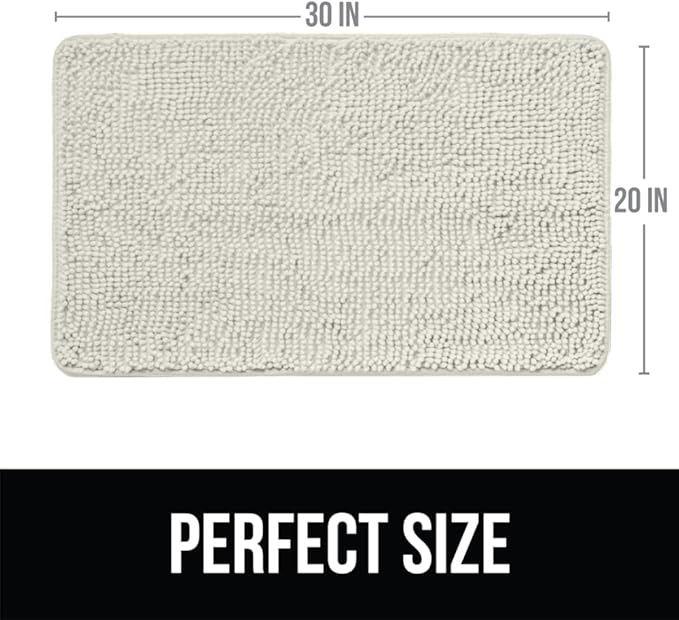 KANGAROO Bathroom Rugs, Chenille Soft Absorbent Bath Rug, Shaggy Shower Mat, Quick Dry Machine Wash Bathmat, Plush Carpet Mats for Tub, Bathtub and Room Home Decor Accessories, 30x20, Cream