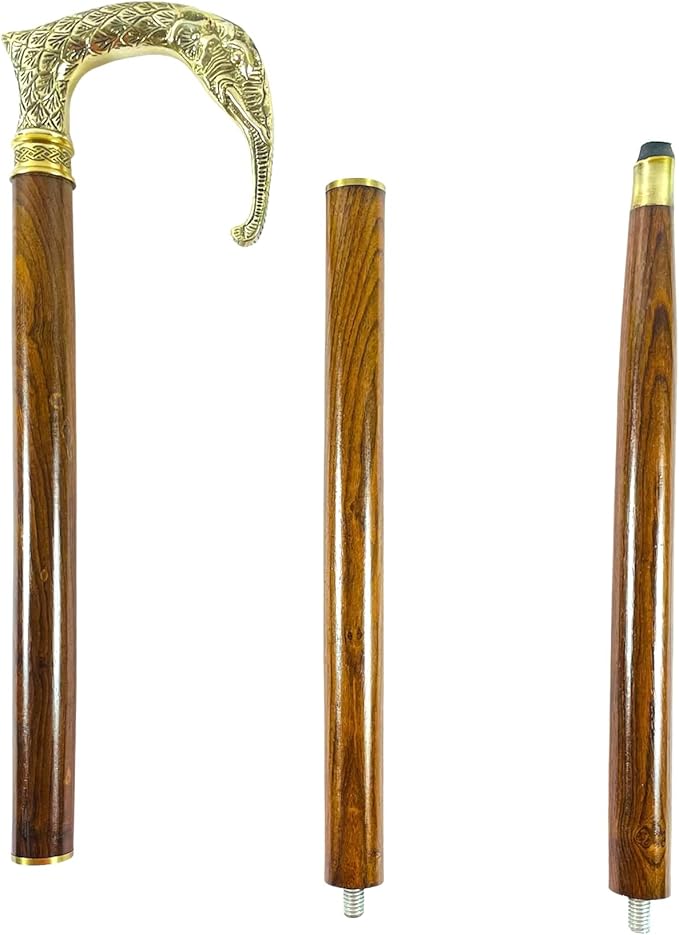 All Black Snake Handle Spiral Wooden Walking Cane