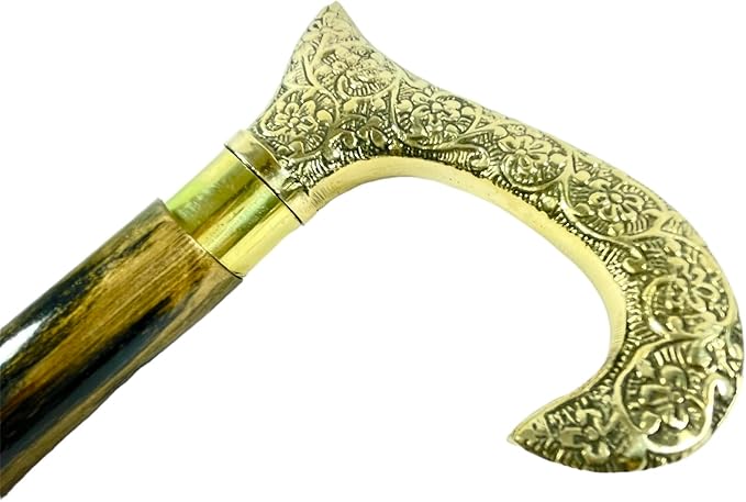 All Black Snake Handle Spiral Wooden Walking Cane