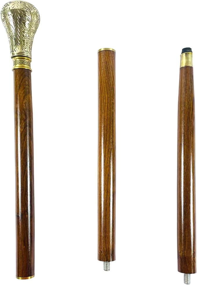 All Black Snake Handle Spiral Wooden Walking Cane