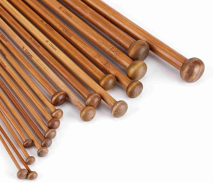 HUIOP Knitting Needles Set, Carbonized Knitting Needle 18 Sizes, Beginner Tools for Handmade Weave, Proof, with